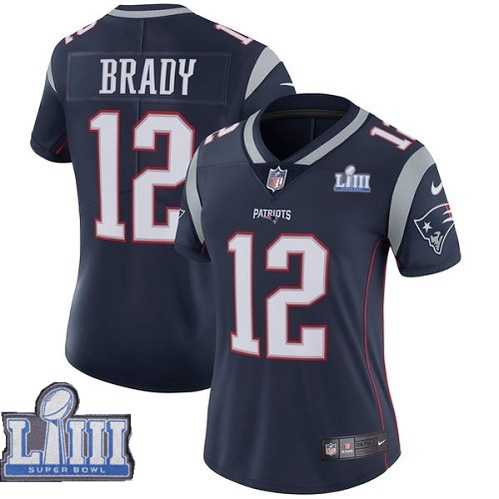 Women Nike Patriots 12 Tom Brady Navy 2019 Super Bowl LIII Vapor Untouchable Limited Jersey,We sell and wholesale Women Nike Patriots 12 Tom Brady Navy 2019 Super Bowl LIII Vapor Untouchable Limited Jersey on line form chian!